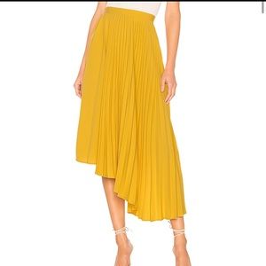 ASTR Elliot Pleated Midi Skirt, mustard, XS